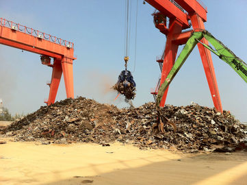 35 ton + 35 ton and 16 ton / 10 ton Heavy Duty Grab Bucket & Magnetic Chuck Electric Gantry Crane For Scrap Yard supplier
