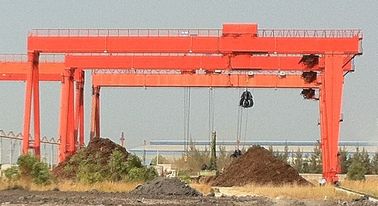 35 ton + 35 ton and 16 ton / 10 ton Heavy Duty Grab Bucket & Magnetic Chuck Electric Gantry Crane For Scrap Yard supplier
