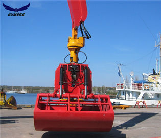 Red Hydraulic Drive Clamshell Grab Bucket for Excavator or Crane Handling Rock and Scrap 1.6m³ supplier