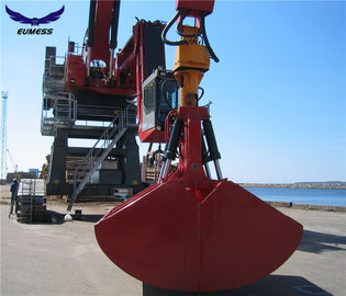 Red Hydraulic Drive Clamshell Grab Bucket for Excavator or Crane Handling Rock and Scrap 1.6m³ supplier