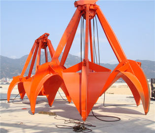 16T Ropes Mechanical Orange Peel Grab 5m³  for Loadiing Sand Stone / Steel Scraps and Ore supplier